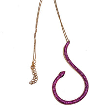 Sterling Silver and Pink Crystal Snake Necklace