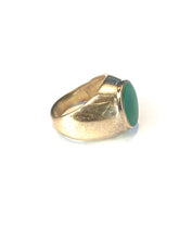 Sterling Silver Green Onyx Ring with Thick Band