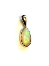 9ct Gold Small Oval Semi Black Australian Opal Pendant
