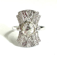 9ct White Gold 1.60ctw Diamond Art Deco Style Filigree Ring