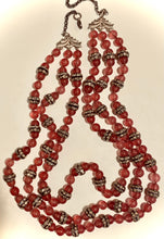 Sterling Silver Rondelle Crystal and Glass Beaded Necklace
