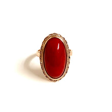 9ct Yellow Gold Ox Blood Coral Ring