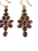 Sterling Silver Gold Plate Cabochon Drop Earrings