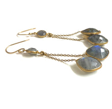 Sterling Silver Gold Plate Labradorite Drop Earrings