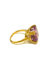9ct Yellow Gold Double Claw Set Pink Amethyst Ring