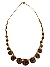 Antique Graduated Garnet Necklace Sterling Silver Gold Plate