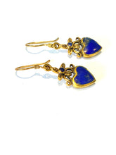 Brass Lapis Lazuli Heart Earrings