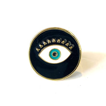 Sterling Silver Gold Plate Enamel Evil Eye Ring