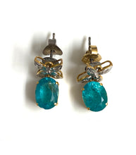 9ct Gold Blue Zircon Floral Earrings