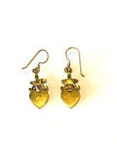 Brass Mother of Pearl Heart Earrings
