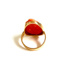 9ct Yellow Gold Coral Egyptian Cameo Ring