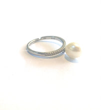 Sterling Silver Faux Pearl and CZ Ring