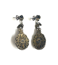 Vintage 9ct Gold Garnet and Seed Pearl Drop Earrings