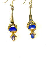 Brass and Lapis Lazuli Drop Earrings