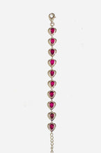 Sterling Silver Pink Tourmaline Heart Bracelet