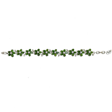 Sterling Silver Green Diopside Daisy Cluster Bracelet
