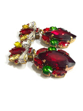 Multi-Colour Crystal Clip On Earrings