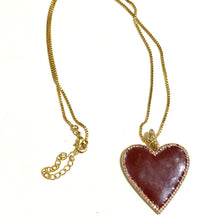 Sterling Silver Gold Plate, Red Enamel and CZ Necklace