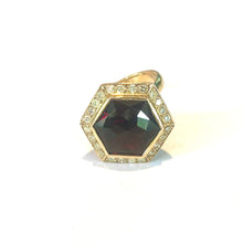 9ct Gold Diamond and Garnet Hexagonal Ring