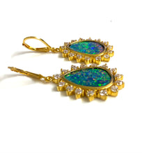Australian Opal and White Sapphire Earrings