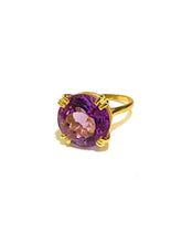 9ct Yellow Gold Double Claw Set Pink Amethyst Ring