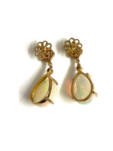 9ct Gold Diamond and Solid Opal Earrings
