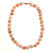 Sterling Silver Round Pink Moonstone Beaded Necklace