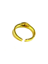 Gold Adjustable Blue Enamel Evil Eye Ring
