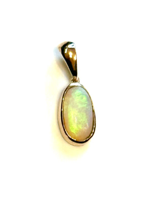 9ct Gold Small Oval Semi Black Australian Opal Pendant