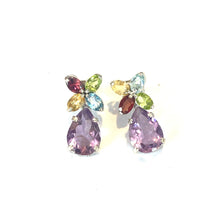 Sterling Silver Amethyst, Citrine, Garnet, Peridot and Topaz Earrings