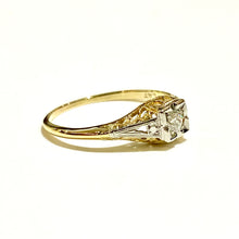 Antique 18ct Yellow Gold and Platinum Diamond Ring