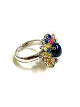 Sterling Silver Star Sapphire and Multi-Coloured Sapphire Ring