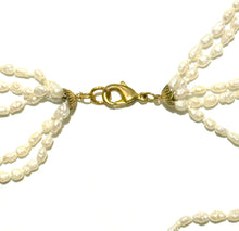 Gold Clasped Vintage 5 Strand Rice Pearl Necklace