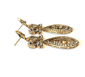 Crystal and Brass Bow Earrings