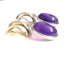 Sterling Silver Cabochon Amethyst Clip On Earrings