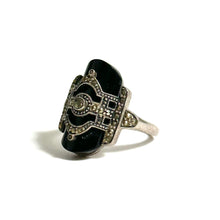 Sterling Silver Marcasite and Black Onyx Ring