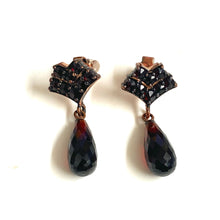 Sterling Silver Rose Gold Plated Garnet Earrings