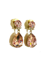 Czech Crystal Pale Pink Clip On Earrings