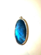 Large Sterling Silver Labradorite Oval Pendant
