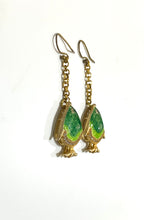 Sterling Silver Gold Plate Enamel and CZ Fish Earrings