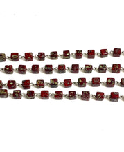 Vintage Czech Glass Brown Square chained Beads