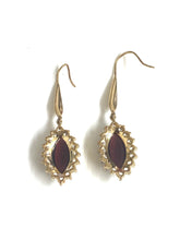 Sterling Silver Gold Plate Garnet and CZ Drop Earrings