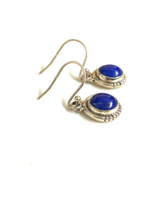 Round Sterling Silver and Lapis Lazuli Earrings