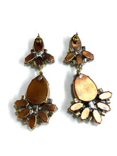 Green and White Crystal Drop Earrings