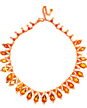90ct Natural Citrine and Mexican Fire Opal Necklace Sterling Silver Gold Plated Collar