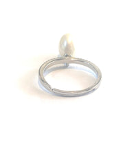 Sterling Silver Faux Pearl and CZ Ring