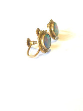 9ct Rose Gold Opal Screw Back Earrings