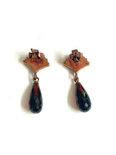 Sterling Silver Rose Gold Plated Garnet Earrings