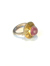 Sterling Silver Gold Plate Pink Tourmaline Ring