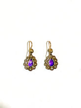 Amethyst and Seed Pearl Drop Earrings Antique